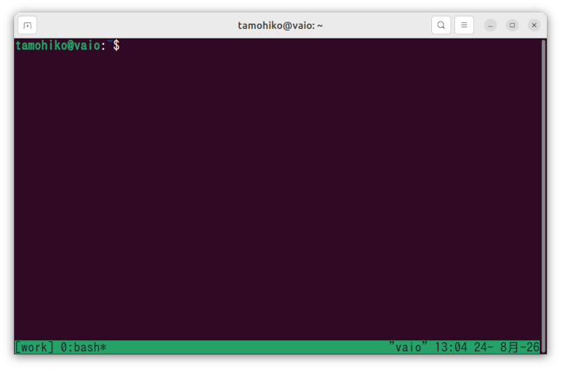 tmuxセッション開始時の画面